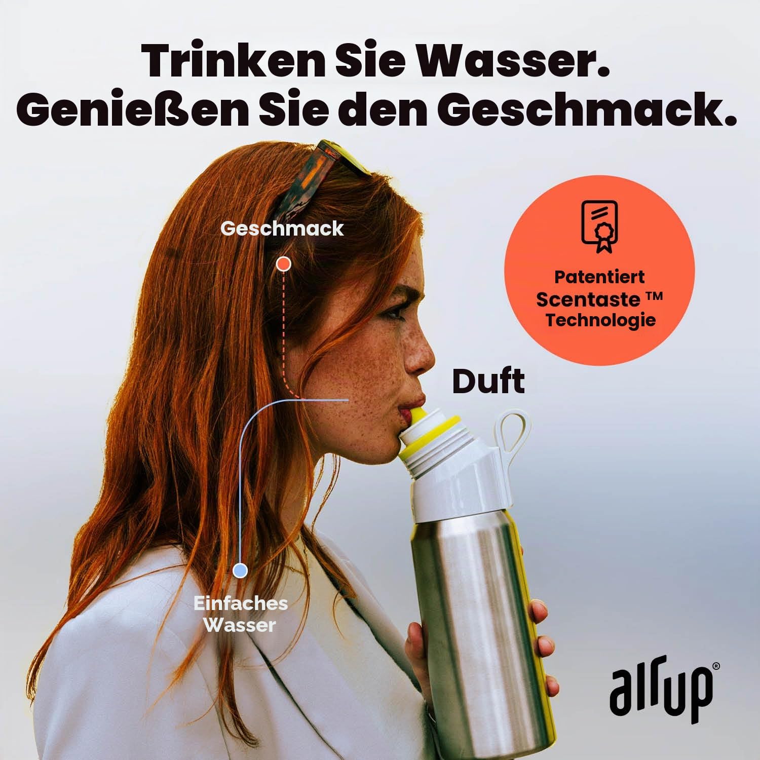 Air up® Wasserflasche (473ml) Black Steel + 3 Cola-Kapseln | Zuckerfreie Geschmackskapseln & Wasserflaschen mit Strohhalm | Aromatisierte Wasserflasche