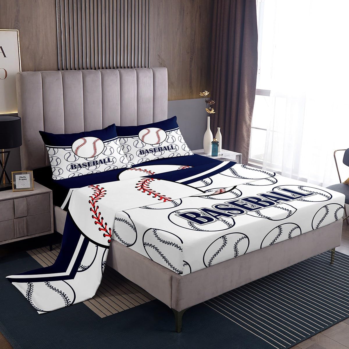 Racing Bed Sheet Set Queen,3D Print Motorcycle Extreme Racing Sport Bedding Sets for Bedroom Decor,Black White Grid Racing Flag Fitted Sheet + Flat Sheet + 2 Pillow Cases