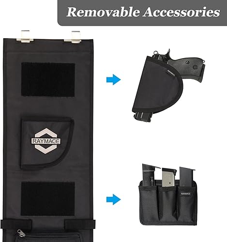 Miniatura 2 de RAYMACE Organizador de panel de puerta seguro para armas de 10 pulgadas de ancho x 46 pulgadas de alto, ancho ajustable a 13 pulgadas, solución de