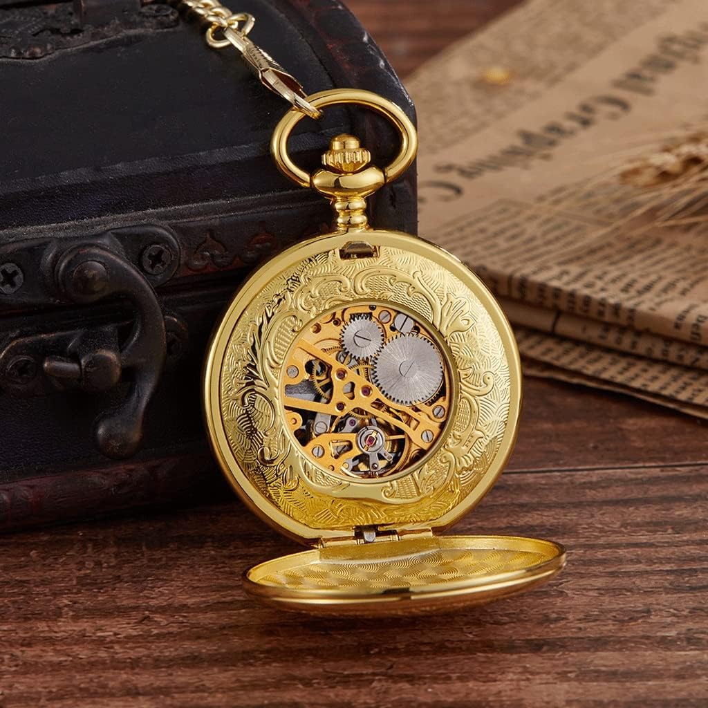 GANFANREN Mechanical Pocket Watch Men Woman Antique Necklace Pocket & Fob Watches Chain Male Clock (Color : B) : Clothing, Shoes & Jewelry