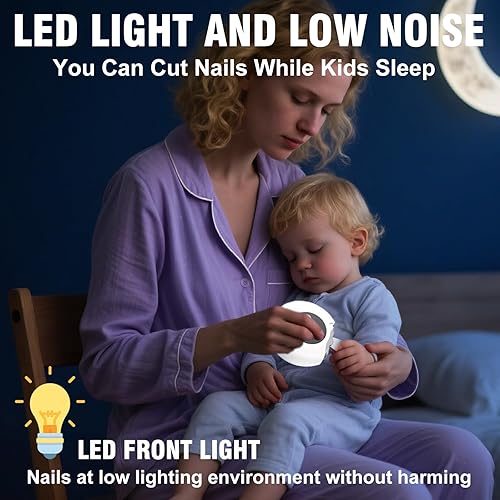 Miniatura 3 de Cortauñas eléctrico 3 en 1, cortaúñas eléctrico portátil para personas mayores con luz LED, recortador de uñas eléctrico automático de 3