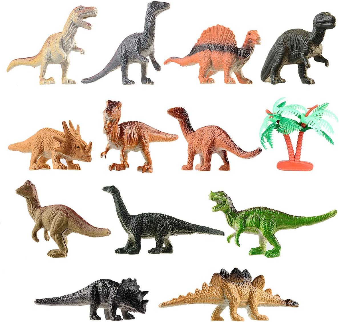 SHORO Cartoon Animal,Dinosaur Figures Set for Kids,Dinosaur Animal Play Set, Educational Toy Learning Toy - Assorted Size (Pack of 12 Assorted Dinosaur Animals)