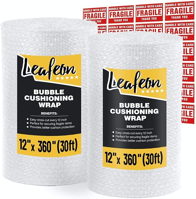 Bubble Cushioning Wrap Roll 2 Pack 30cm x 9m(18 m Total) - Perforated for Shipping Packing Moving Supplies - Bubble Cushioning Wrap for Packing and Moving Boxes - Bubble Packing Wrap for Moving House