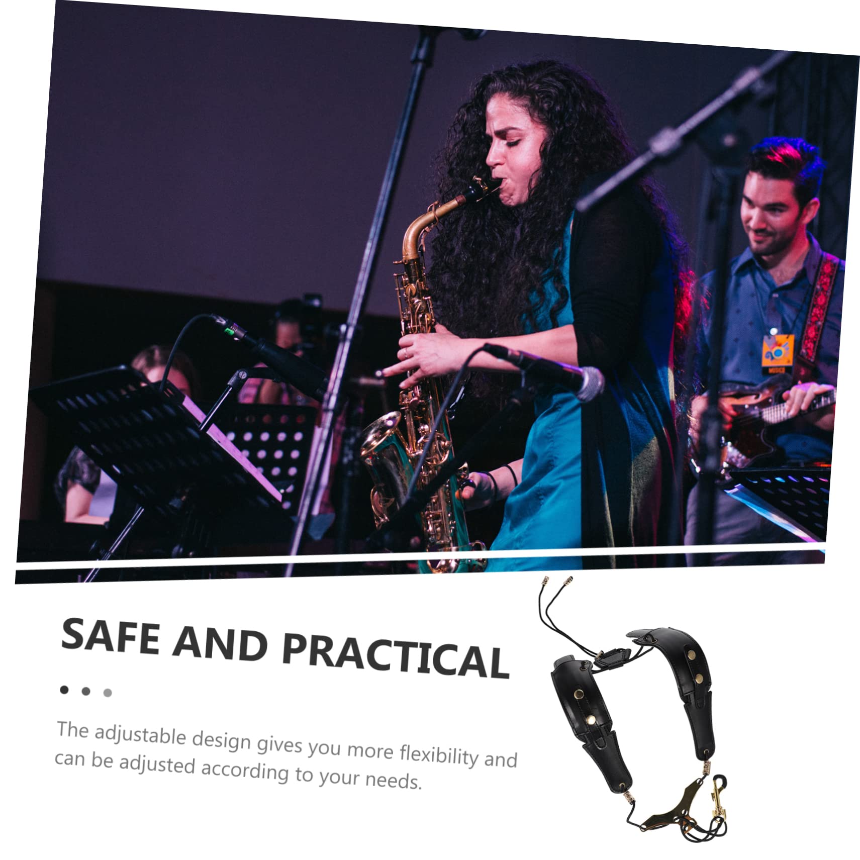 TOYANDONA Tracolla Imbottita Per Saxofono Cinghia Traspirante Per Soprano Tenore e Baritono Supporto Ergonomico Per Musicisti Professionisti e Principianti