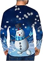 Vista 3 de Sudadera de Navidad para hombre, feo 3D, Navidad, Papá Noel, muñeco de nieve, suéter de manga larga con cuello redondo