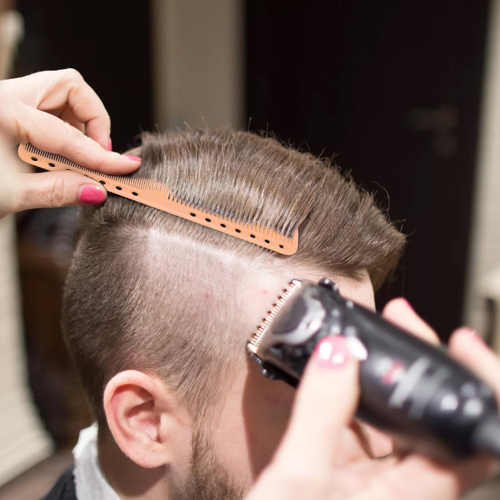 6 peines de corte de carbono para estilista, resistentes al calor, peines de carbono para corte de pelo, peine de peluquería profesional, multiusos, para estilista, dientes medios y finos para 6