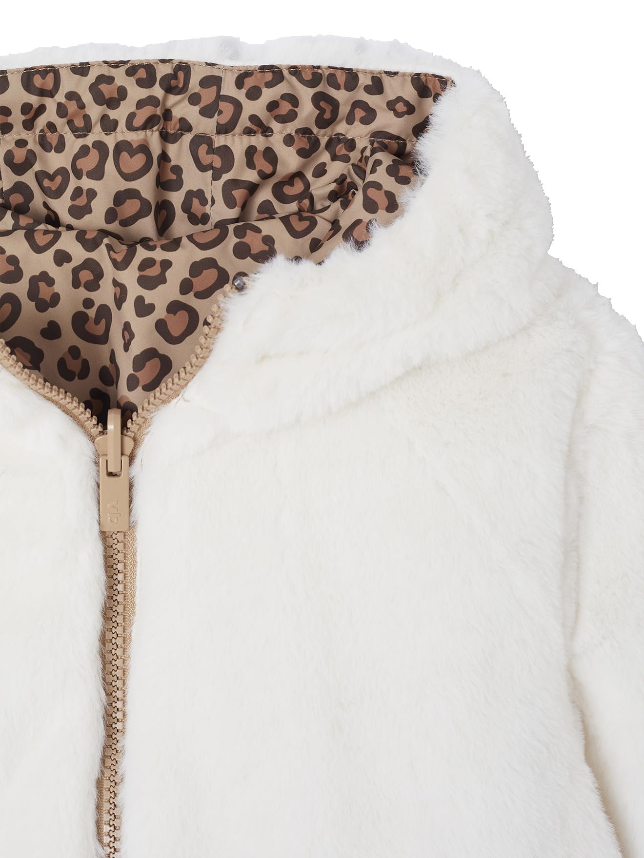 Vertbaudet Wendbare Mädchen Kapuzenjacke mit Leomuster und Teddyfleece