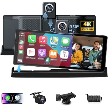 4K Carplay Display Android Car Display with Exclusive Holder 350  Rotating Front Camera 10.26 Inch Portable Driveplay Car Radio Carplay Dual Bluetooth Driving Navigation SI.ri G-oogle