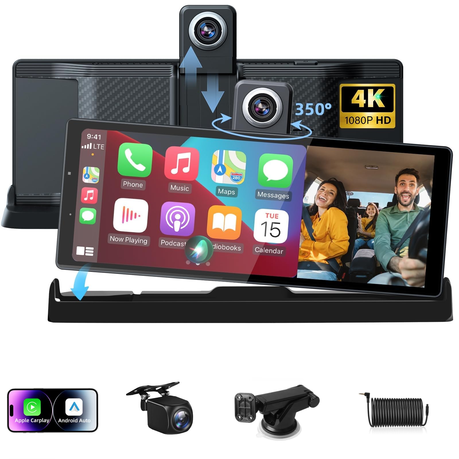 Schermo Auto CarPlay Wireless 10.26 Pollici - Con Supporto E Telecamera | Android Auto | GPS E Siri