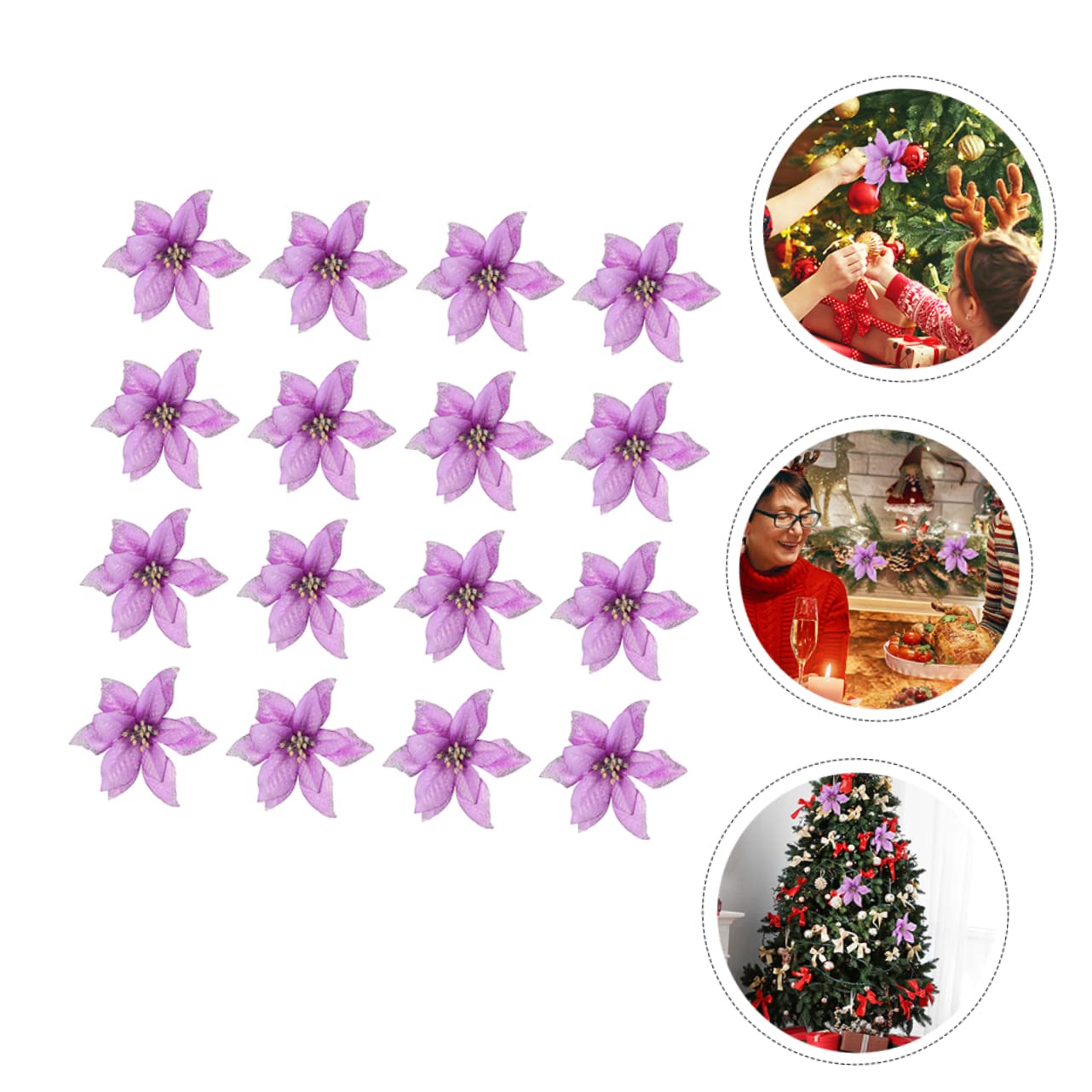 PRETYZOOM 108stücke Künstliche Weihnachtsblumen Für Weihnachtsschmuck Dekoration Von Weihnachtsbaum Hochzeiten Und Festen Handgefertigte Farbenfrohe Poinsettia-Dekorationen