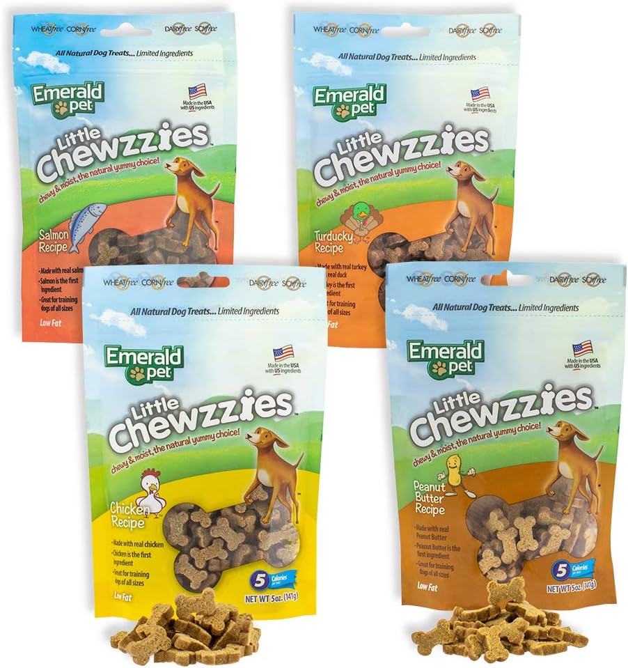 Emerald Pet - Dog Treats for Small and Large Dogs, All-Natural Real Meat, Soft Mini Training Treats, Grain-Free (Little Chewzzies,…