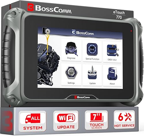 Herramienta de escaneo eTouch770 de pantalla táctil de 7 pulgadas, todo el servicio del sistema 6 (restablecimiento de aceite, ABS, acelerador, SAS,