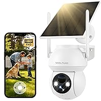 WOLFANG Telecamera di sicurezza solare 1080P per esterni, telecamera WiFi PTZ a 360 ° (solo 2,4 G)