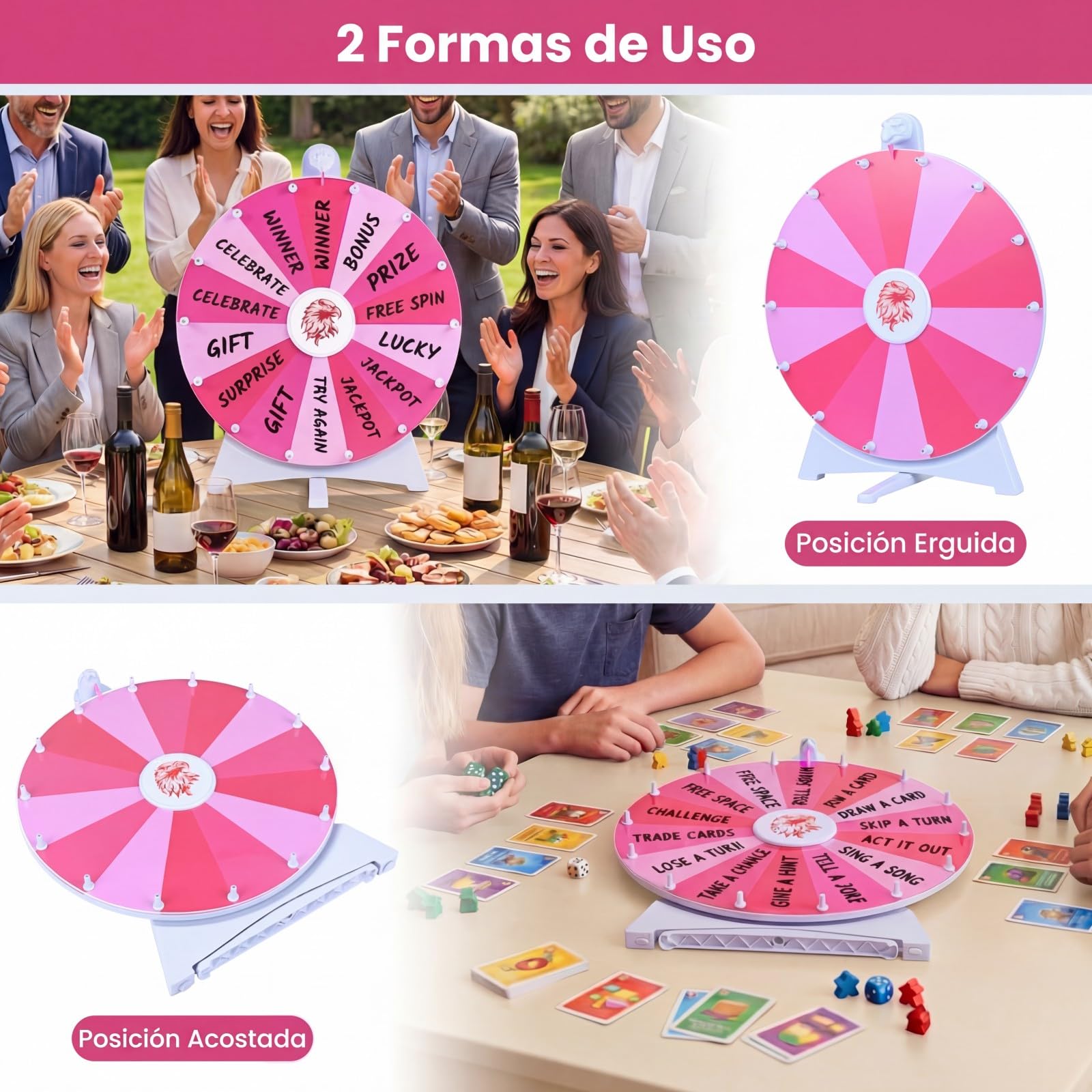 COSTWAY 20" Ruleta de Premios de Sobremesa con 14 Ranuras (Rosa)