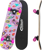 Vista 7 de Nattork - Monopatín completo de 31 pulgadas, patinetas estándar para principiantes, patinetas de trucos de 9 capas de madera de arce canadiense