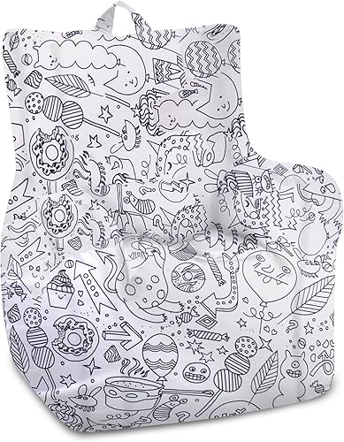 Miniatura 919 de Posh Creations Puf estructurado cómodo para jugar, leer y ver la televisión, Malibu Lounge, tela de lona para colorear, criaturas Criaturas de tela