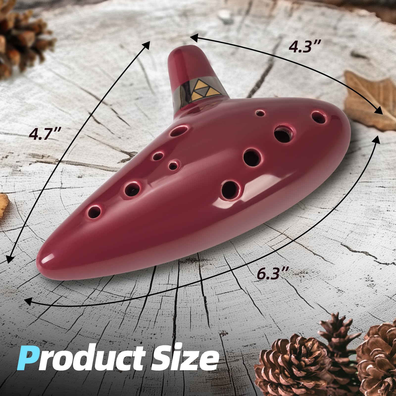 Mulucky Ocarina en argile naturelle à 12 trous avec accessoires, boîte cadeau pour instrument de musique pour débutants (rouge)