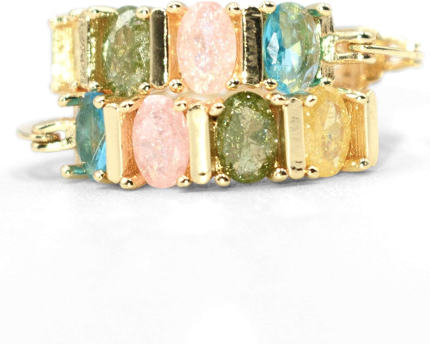 Sparkly Crystal Huggie Hoop Earrings, Tarnish Resistant 18k Yellow Gold Filled - Image 2