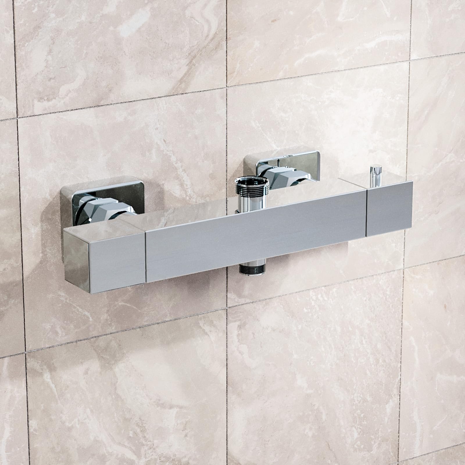 Nes Home Square Modern Chrome Exposed Thermostatic Shower Mixer Bar Valve 4915932663109