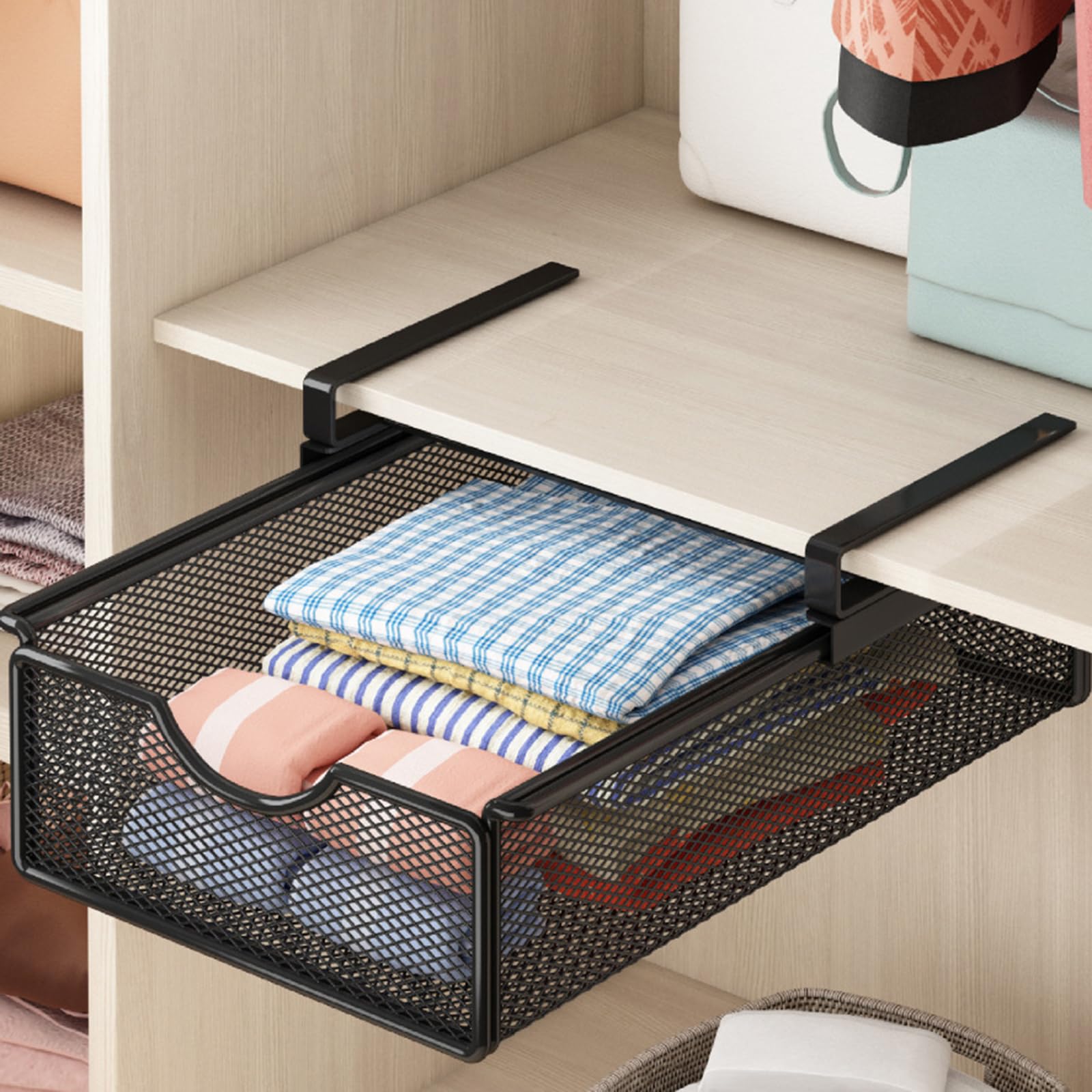 LOVIVER Organizer per Biancheria Calzini Sotto Il Ripiano, Cestelli Sottomensola per Snack, Biscotti, Organizer per Cassetti per Partizioni Con Spessore Inferiore a 2,2 Cm, 31 Cm X 22 Cm X 9 Cm