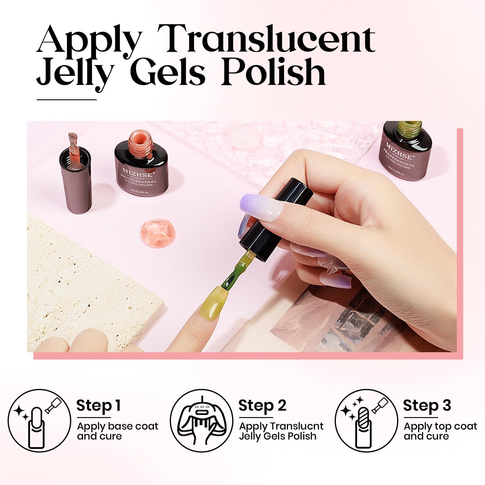 MIZHSE Zestaw żelowych lakierów do paznokci - 12 kolorów Jelly Nude odcienie UV, zestaw lakierów do paznokci Jelly Gel Nail Polish Set Nude Gels Lakier do paznokci mleczny biały różowy różowy lakier