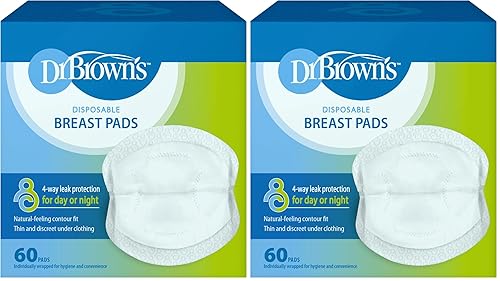 Dr. Brown's Almohadillas absorbentes desechables de un solo uso para lactancia materna y fugas, 120 almohadillas (paquete de 2)