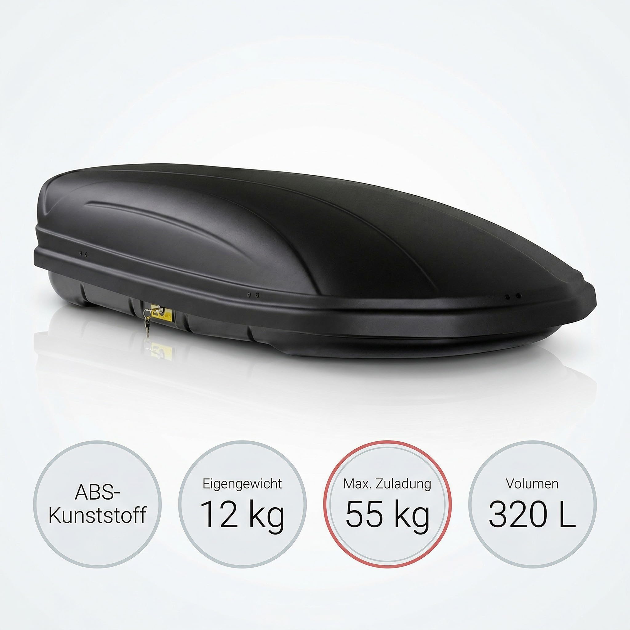 VDP Coffre de Toit de maa320 Noir Mat de Voiture Coffre de Toit verrouillable 320 l