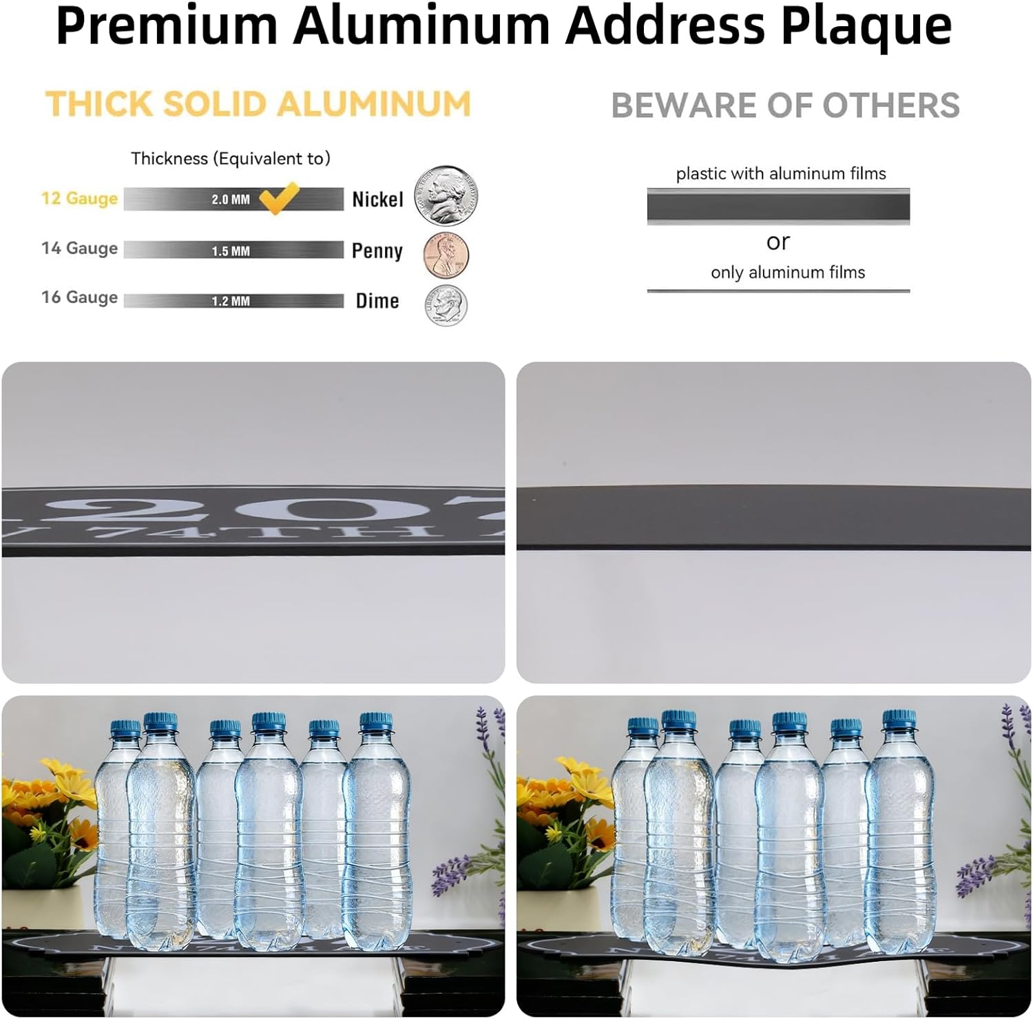 Custom Aluminum Address Plaques, Personalized Home Decor Signs, Outdoor or Mailbox Address Plates, Easy Installation for Street Names and House Numbers (20×10 inches)
