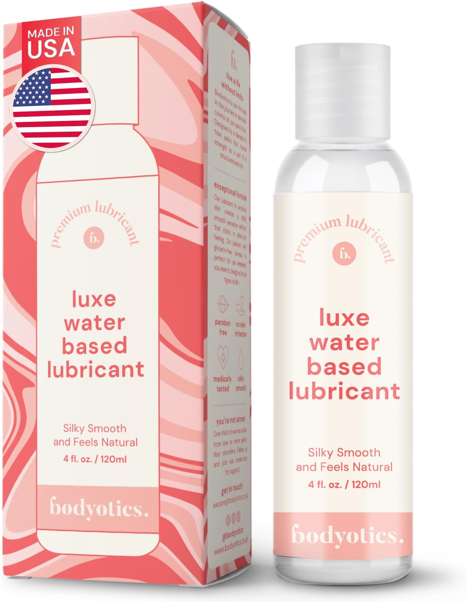 Bodyotics Water Based Lube - Versatile, Natural Feel - Toy and Silicone-Friendly for All Your Adventures - Water-Play & Edible - Made in USA - Personal Lube for Women, & Couples (4 Fl Oz)