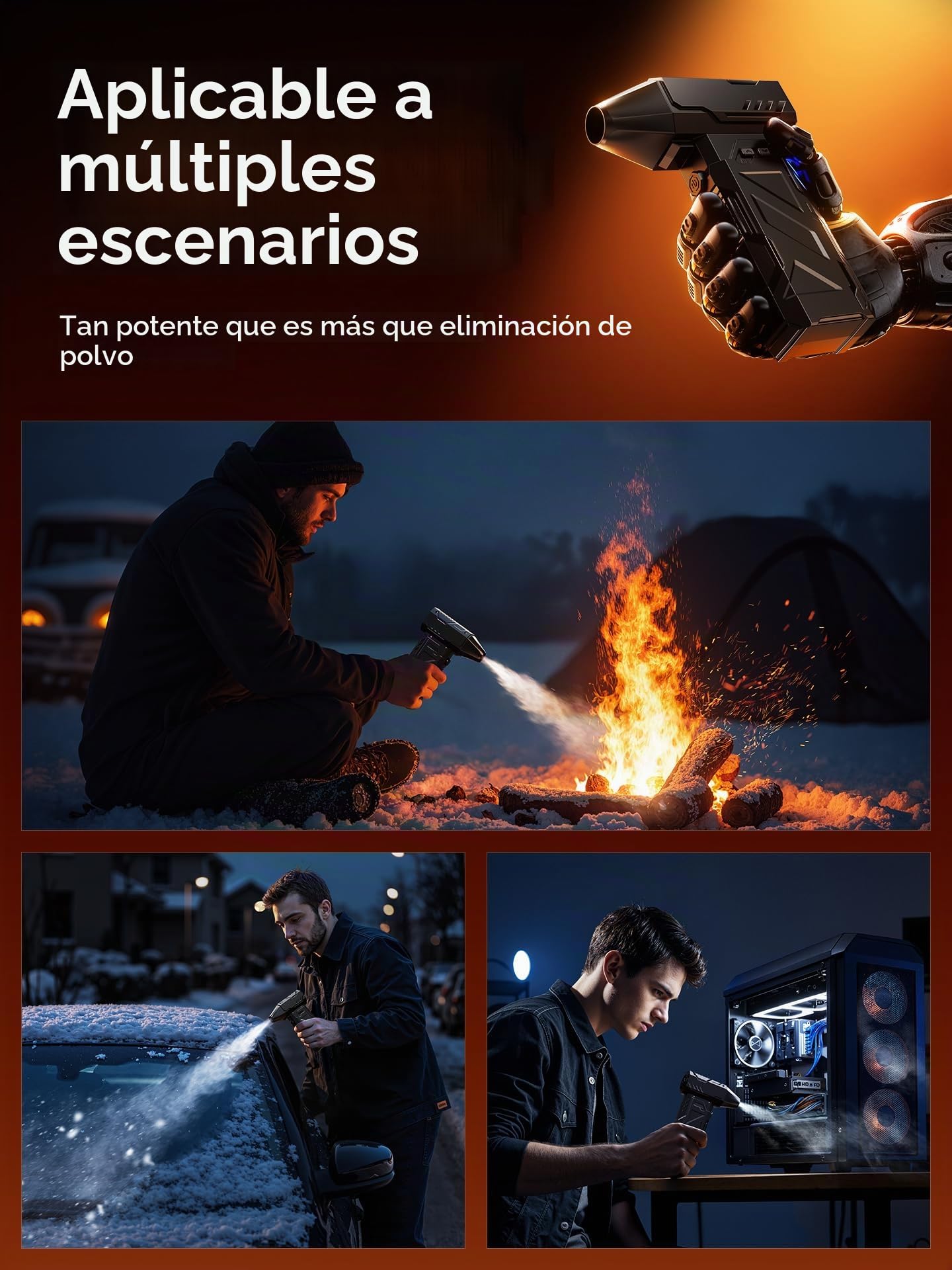 Soplador de aire comprimido de alta velocidad – 180000 RPM de aire comprimido con batería de 6000 mAh, kit de limpieza de teclado de 3 velocidades, bomba de aire seco para una amplia gama de