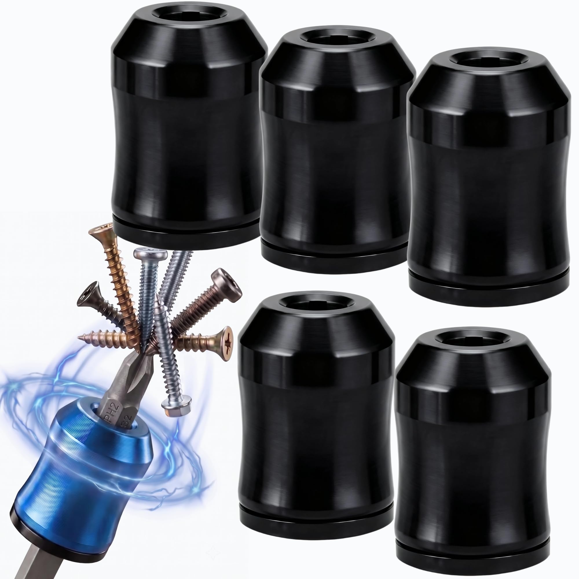 Upgrade Magnetic Screw Holder Strong Head Magnetic Ring (5, black)
