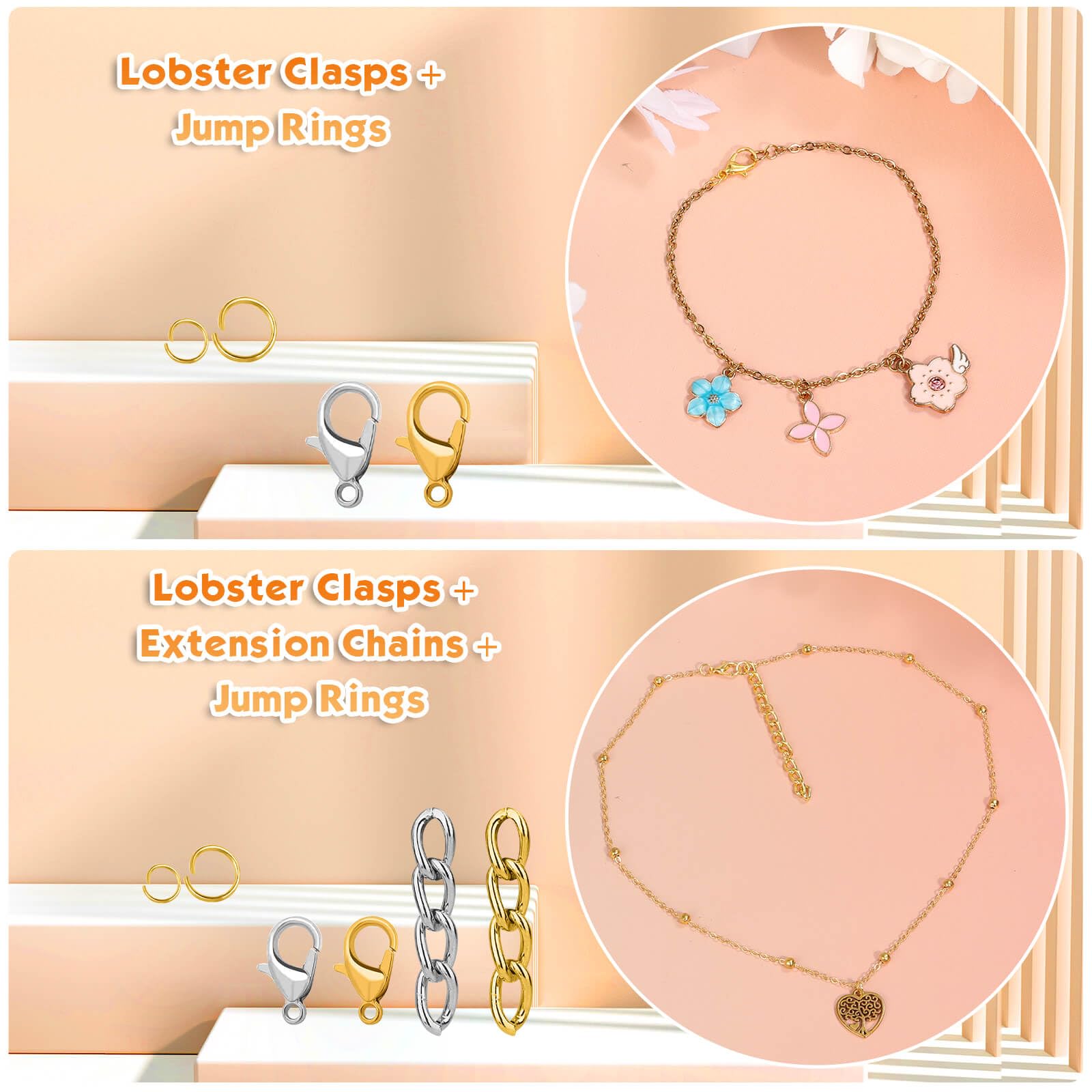 PAXCOO 990PCS Keychain Making Kit, Keychain Craft Supplies Including Key Chain Hooks, Lobster Clasps, Key Rings and Jump Rings for Key Chain Making and Jewelry Making