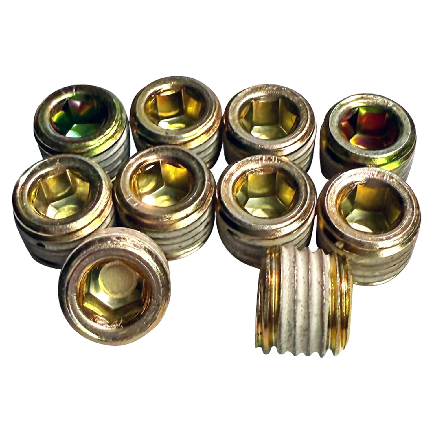 12mm x 1.5 Metric Pipe Plug Set | Internal Hex Head | Vibra-Seal Coated Threads | 10-Pack | Steel Threaded Fittings | Made in USA