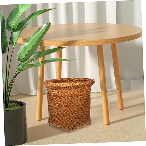 Miniatura 6 de DOITOOL Papelera de mimbre – Cesta de basura de papel natural – Pequeño cubo de basura redondo decorativo para baños, dormitorios, oficinas (10.4