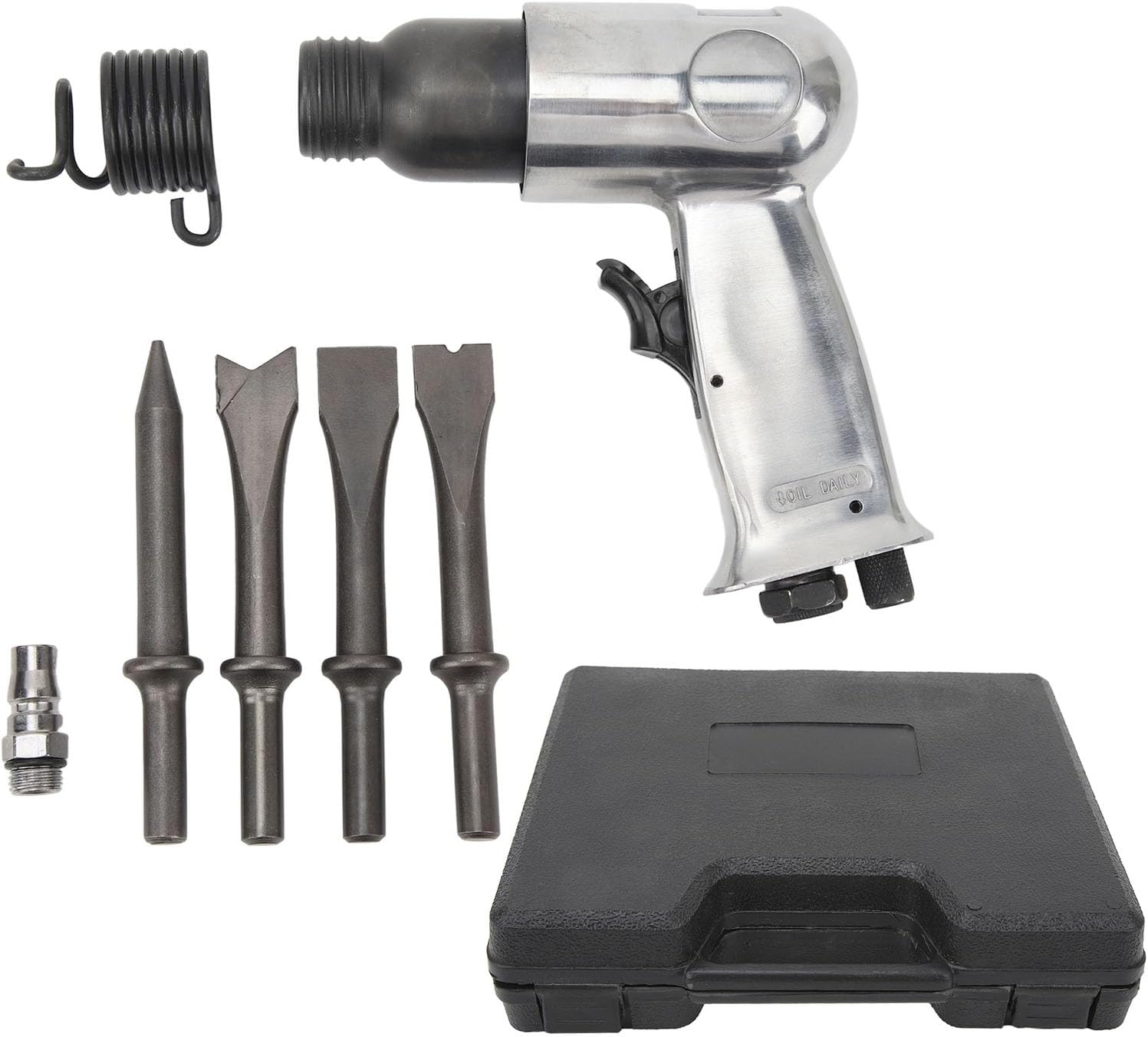 Heavy Duty Air Hammer Kit, Pneumatic Chisel Drill Tool with 4 Chisels for Car Repair Brake Pad Rust Removal Exhaust Work Metal Cutting (150mm Short Barrel)