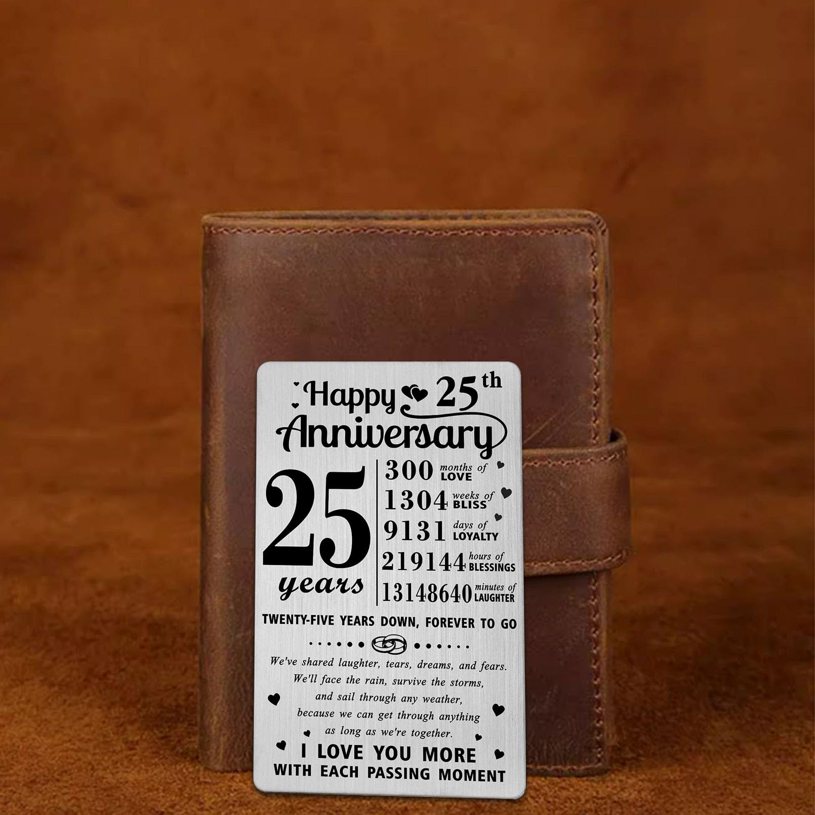 Richesele 25th Wedding Anniversary Card - Happy 25 Years Anniversary Decoration - Silver Greeting Card for Husband & Wife - Image 4
