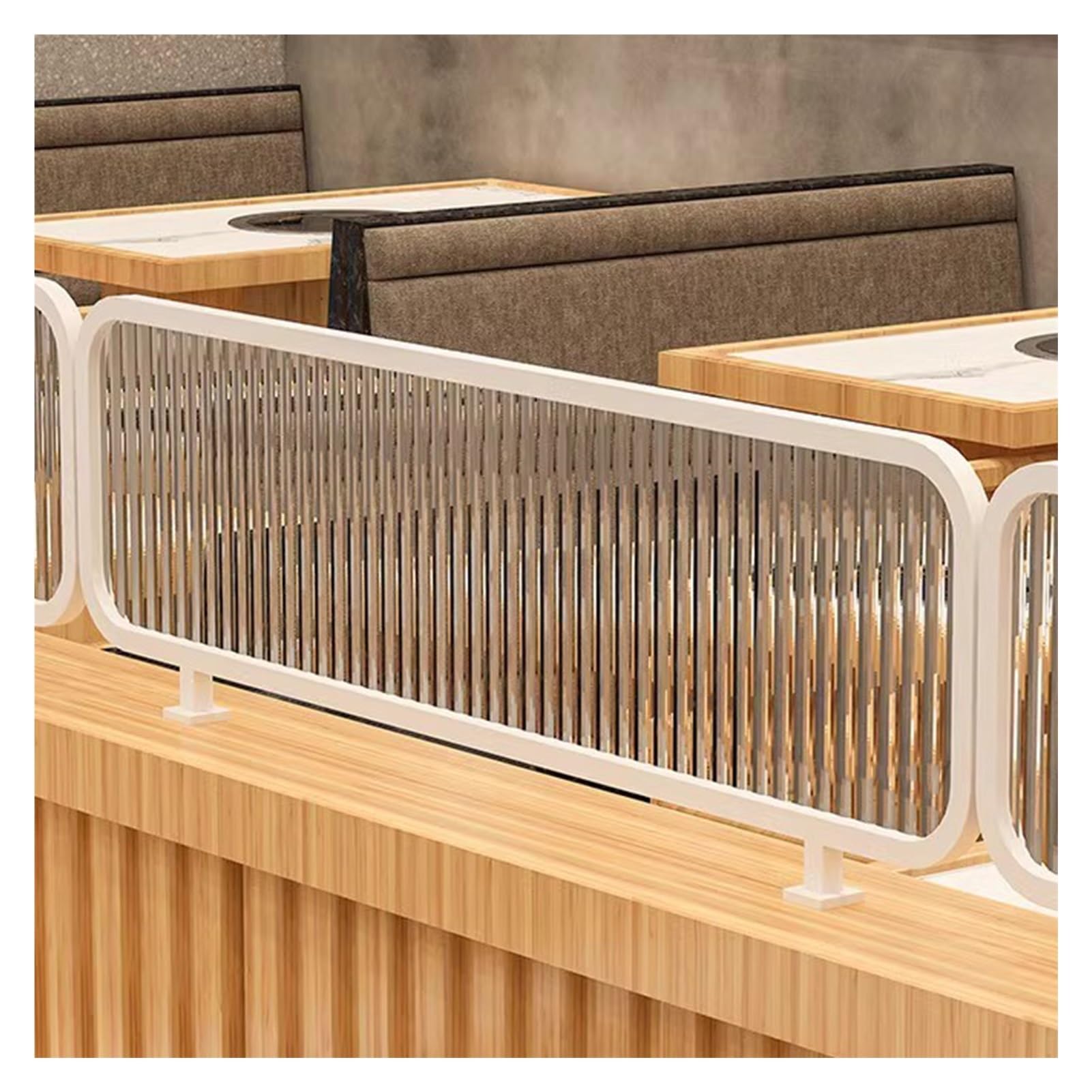 MSHGSKU Dividers for Dining Areas, Striped Matte Glass Restaurant Decorative Partitions, Raised Hot Pot Aisle Countertop Desk Divider, 30cm Low Fence (Color : White-B, Size : 30x80cm)