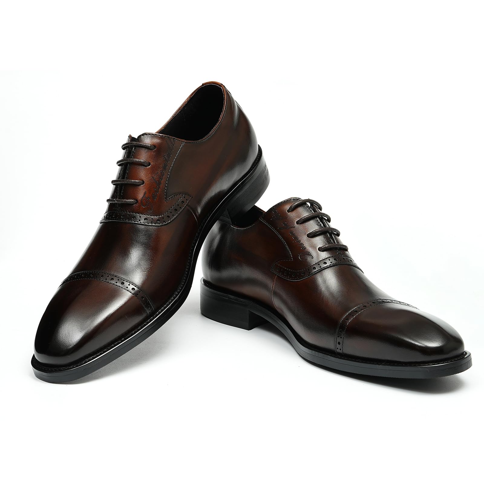Generisch Herren Handgefertigte Oxford Brogues Leder Formelle Halbschuhe Kleiderschuhe Schnürschuhe