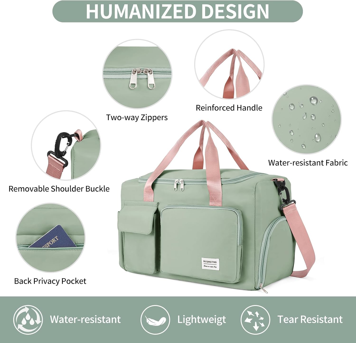 Gym Bag for Women Travel Duffel Bag Shoes Compartment with Dry Wet Separated Pocket Weekender Bag Overnight Training - Image 5