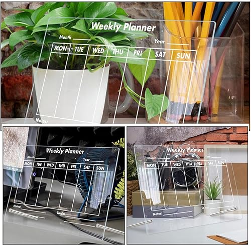 Miniatura 9 de Homoyoyo Transparent Acrylic Memo Board for Home Office Writable Dry Erase Message Board with Push Pins for Notes Ideas and Weekly Schedule