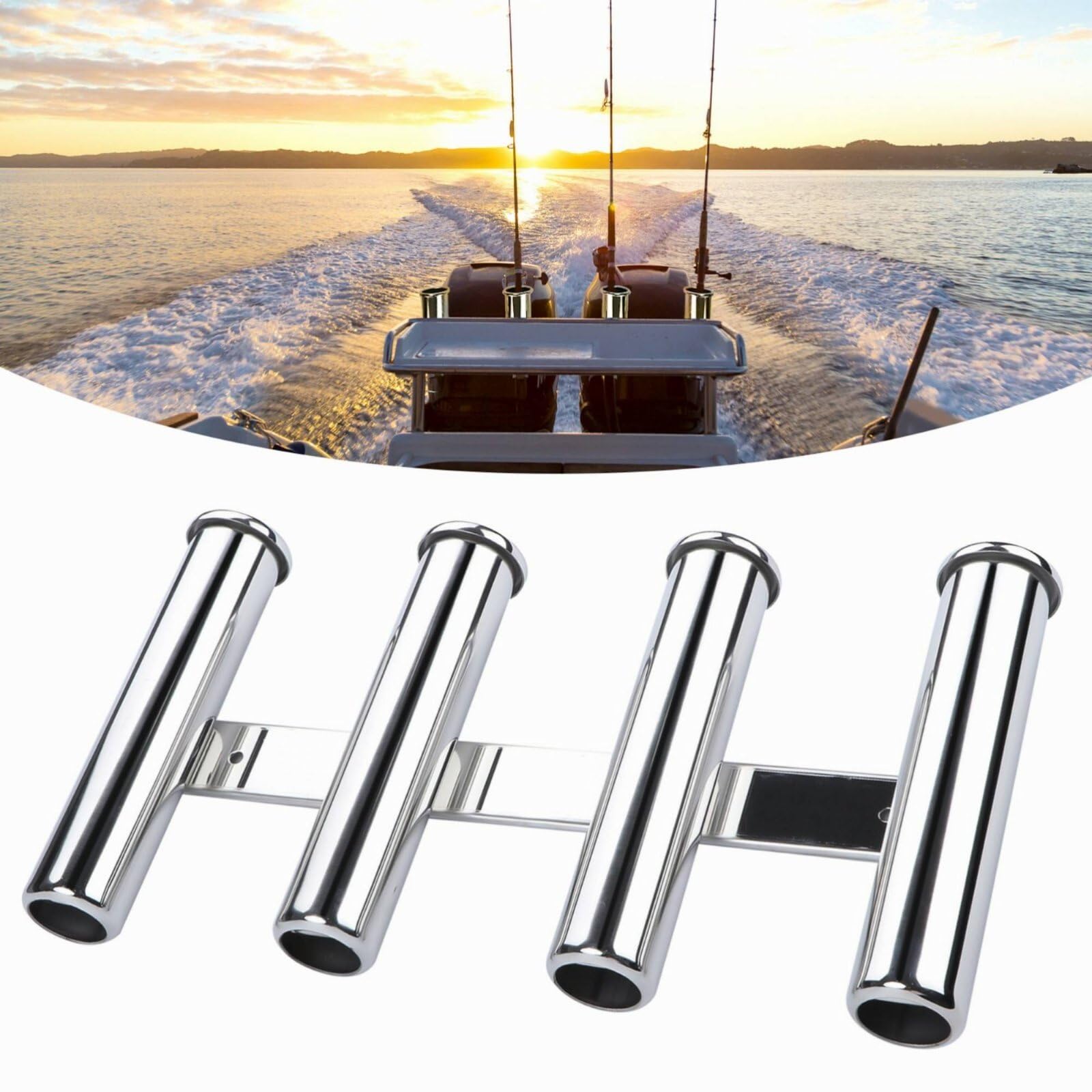 Rack Multi-Canna in Acciaio Inox Stabile Porta-Canne da Barca Compatto Tubo Porta-Canna Multiplo