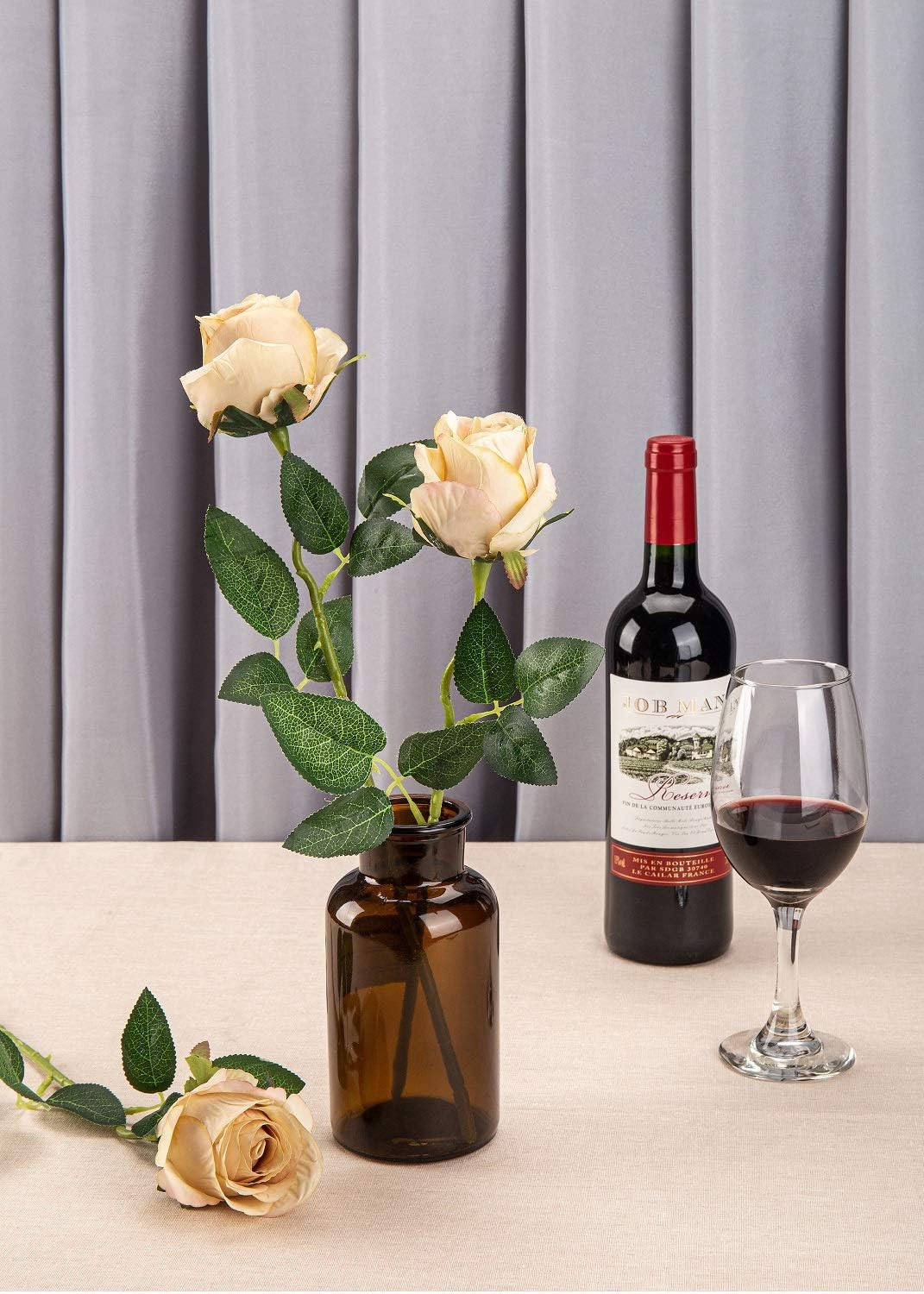 Flojery 10pcs Artificial Rose Flowers Long Stem Fake Silk Roses for DIY Wedding Bouquet Table Centerpiece Home Decor,Champagne - Image 5