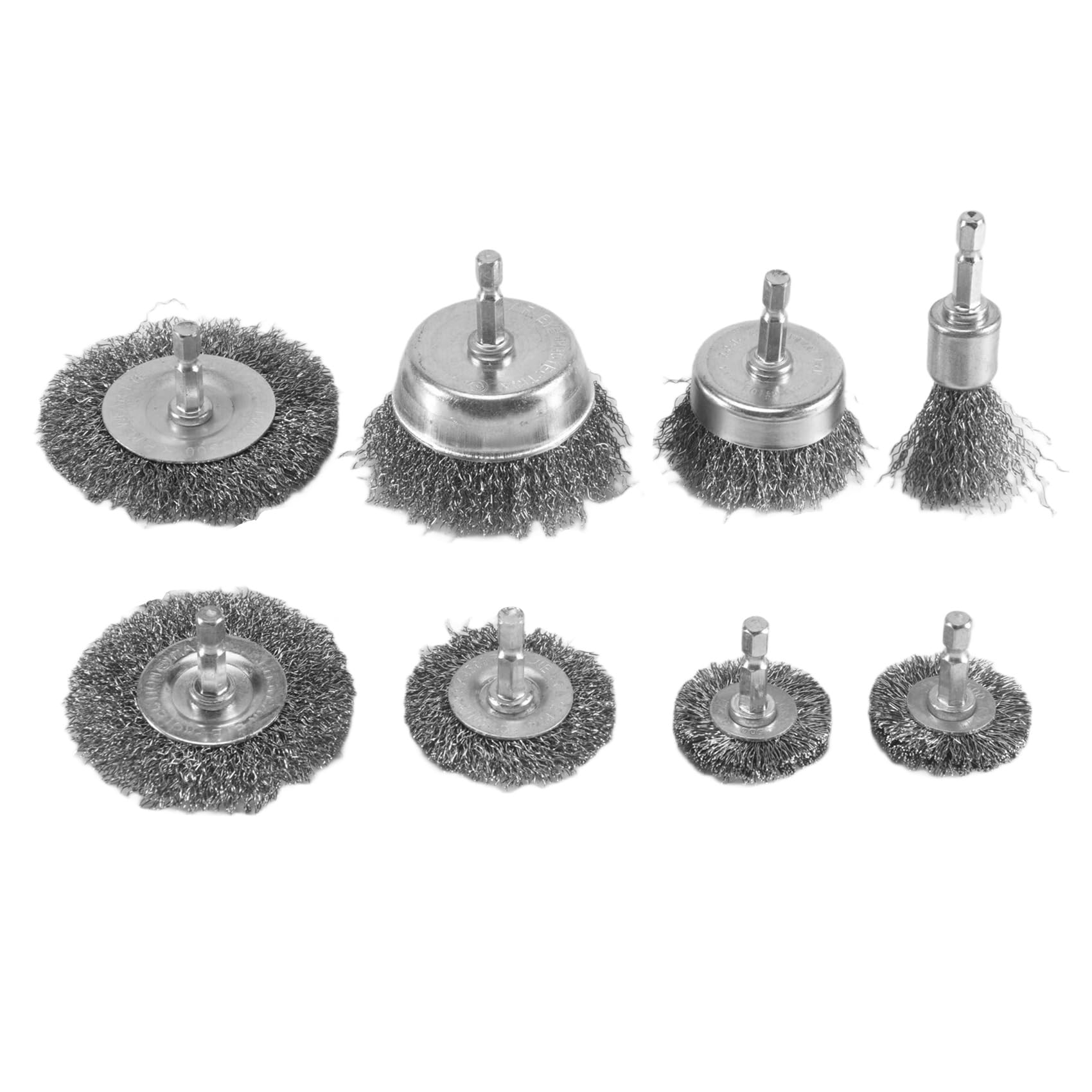 ximie 8 Piece Wire Brush Wheel Cup Brush Set 1/4Inch Hex Shank Coarse Crimped Carbon Steel Wire Wheel for Rust Removal