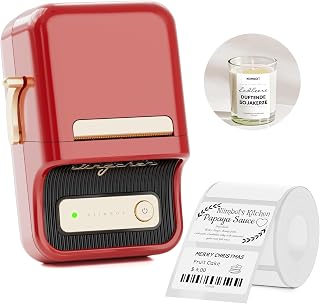NIIMBOT B21 Thermal Label Maker for Business/Office/Home, 2 Inch (Red) | Bluetooth Label Printer, Inkless, 203DPI, Easy to Use for Bakery/Logo/Gift, with 1 Roll White Label, Support Mobile&Windows