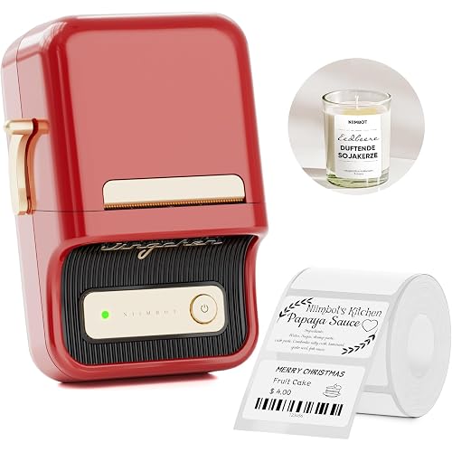 NIIMBOT B21 Label Printer,Bluetooth Thermal Label Maker,Ideal for Home Organization,Business,Ofice,50x30mm Labels,230Pcs(Red)
