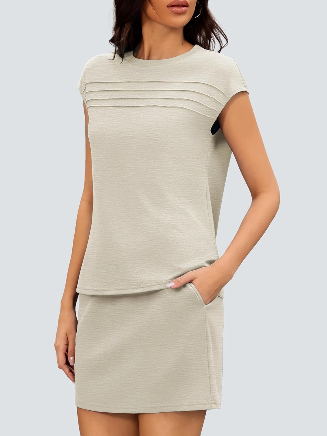 Casly Lamiit Two Piece Sets for Women Summer Skirt and Top Set Cap Sleeve Matching Drawstring Tennis Skort Outfits - Image 2