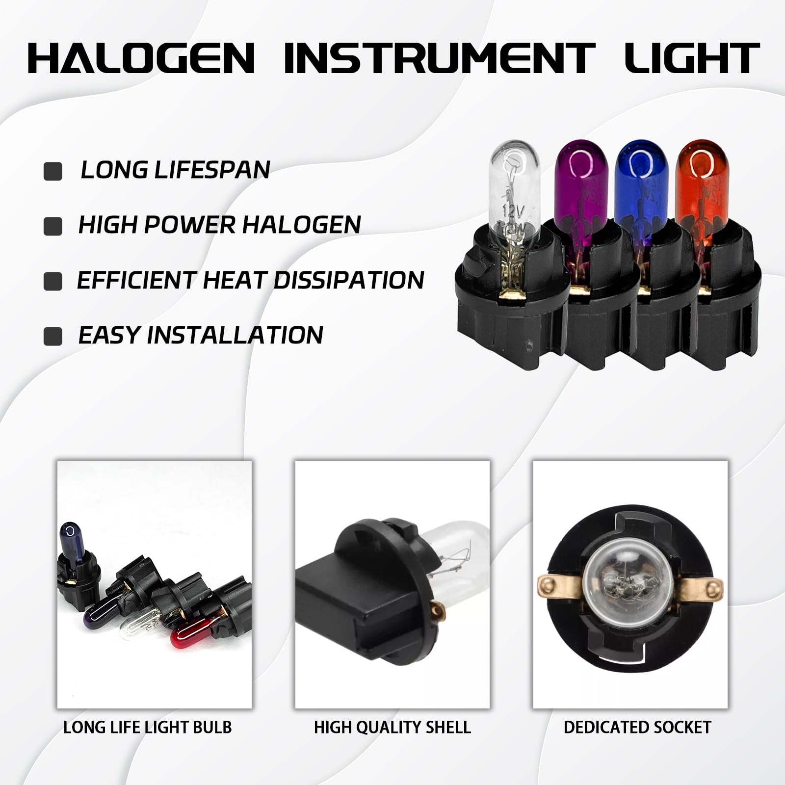 20PCS T5 17 57 86 Halogen Instrument Cluster Bulbs Kits 12V Dash Light for Car Interior Automotive Replacement — view 4