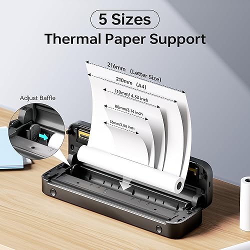 Miniatura 2 de Phomemo Portable Printers Wireless for Travel, M832 Inkless Thermal Printer Support 8.5'' x 11'' US Letter & A4 Paper,Bluetooth Mobile Printer