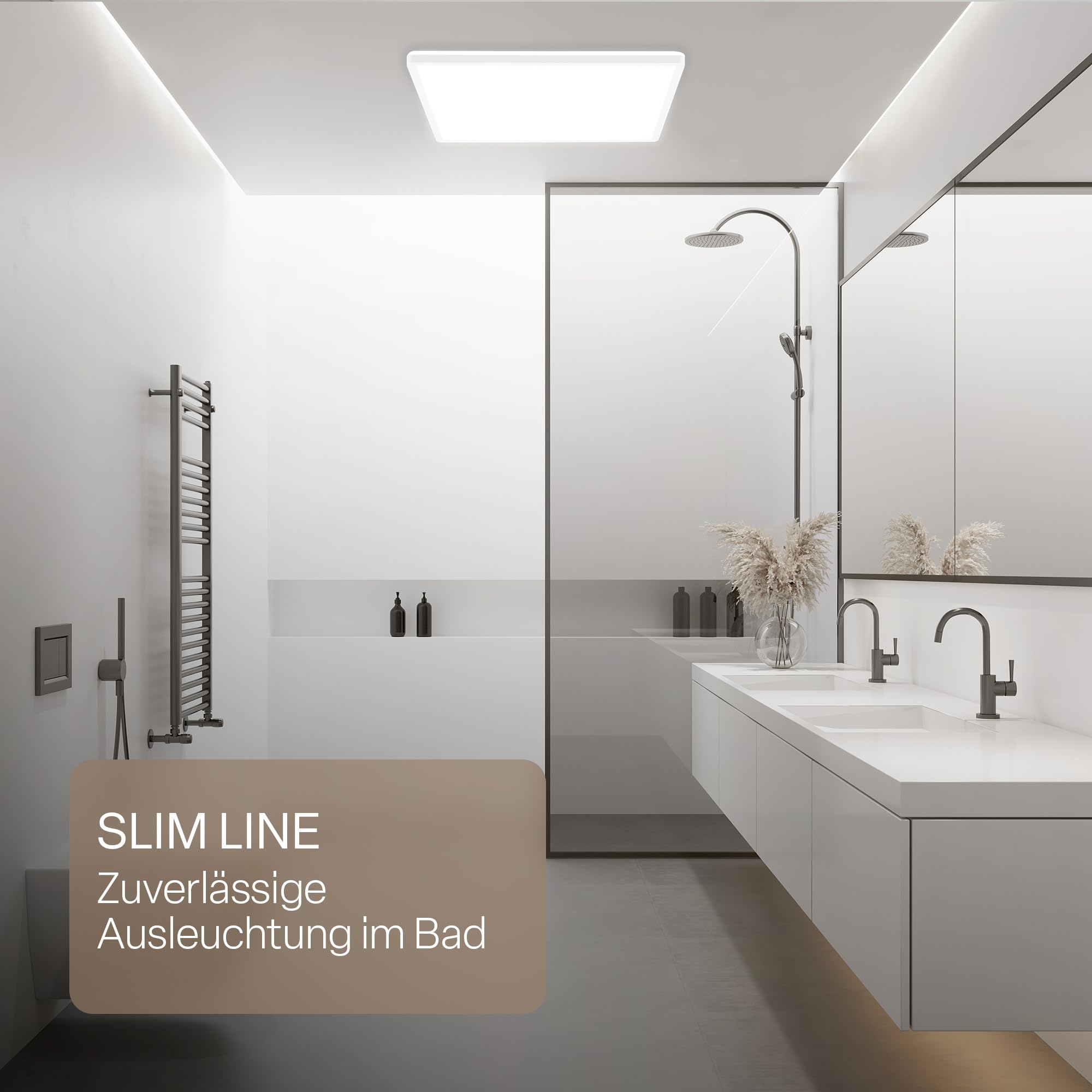 B.K.Licht - LED Deckenlampe, Flach, Dimmbar, Indirektes Licht, CCT warmweiß bis tageslichtweiß, IP44, Panel, Deckenleuchte, Kinderzimmer, Wohnzimmerlampe, Badezimmer Lampe, 42x42x3 cm, Weiß