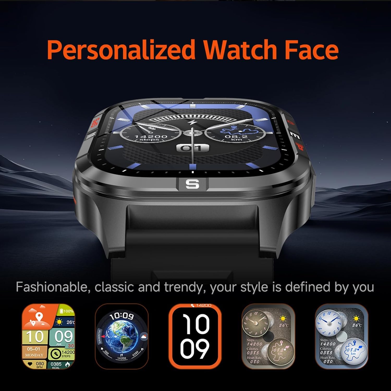Military GPS Smart Watch for Men, 2.01"" HD Screen, Bluetooth Calling, Compass/Altitude/Flashlight, Android & iOS